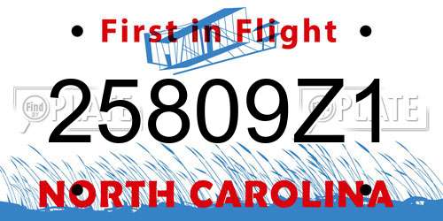 25809Z1 North Carolina License Plate