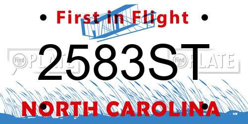 2583ST North Carolina License Plate