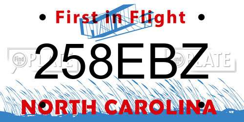 258EBZ North Carolina License Plate