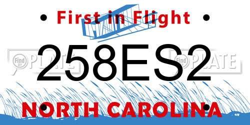 258ES2 North Carolina License Plate