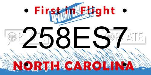 258ES7 North Carolina License Plate