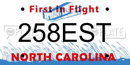 258EST North Carolina License Plate