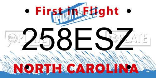 258ESZ North Carolina License Plate