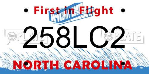 258LC2 North Carolina License Plate