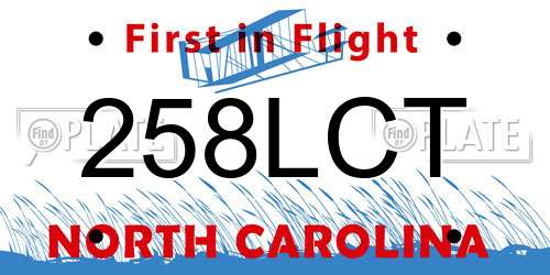 258LCT North Carolina License Plate
