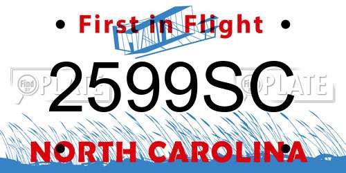 2599SC North Carolina License Plate