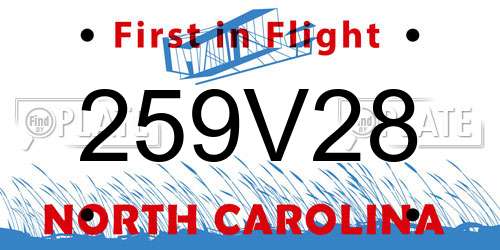 259V28 North Carolina License Plate