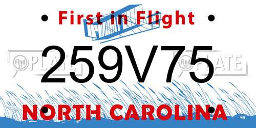 259V75 North Carolina License Plate