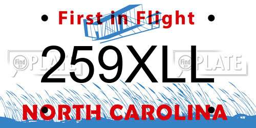 259XLL North Carolina License Plate