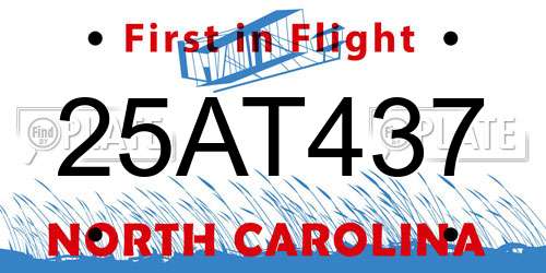 25AT437 North Carolina License Plate