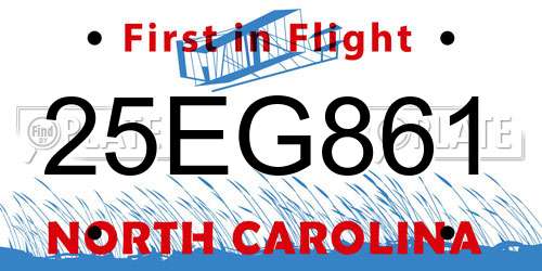 25EG861 North Carolina License Plate