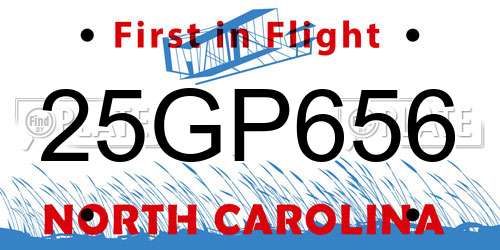 25GP656 North Carolina License Plate