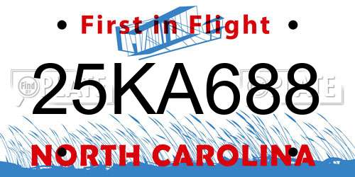 25KA688 North Carolina License Plate