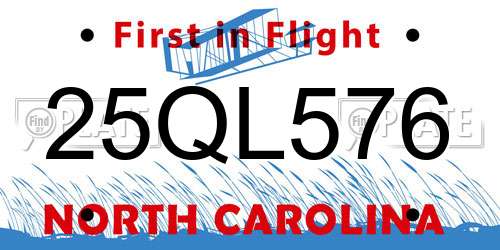 25QL576 North Carolina License Plate