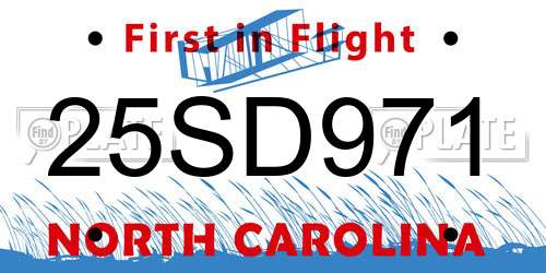 25SD971 North Carolina License Plate