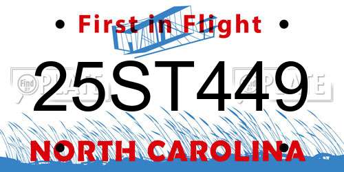 25ST449 North Carolina License Plate