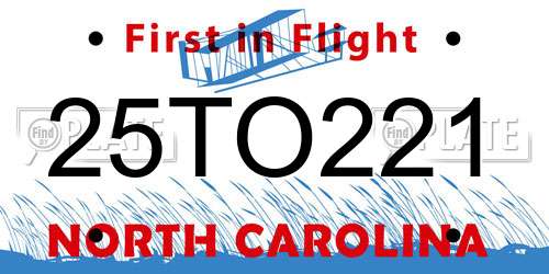 25TO221 North Carolina License Plate