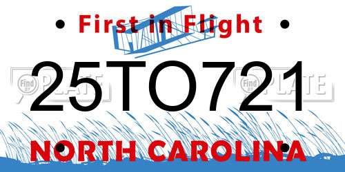 25TO721 North Carolina License Plate