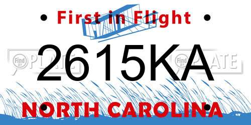 2615KA North Carolina License Plate