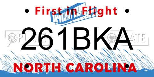 261BKA North Carolina License Plate