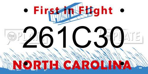 261C30 North Carolina License Plate