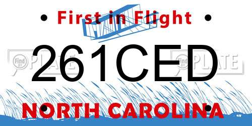 261CED North Carolina License Plate