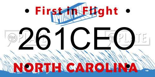 261CEO North Carolina License Plate