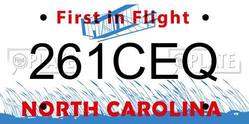 261CEQ North Carolina License Plate
