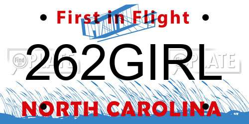 262GIRL North Carolina License Plate