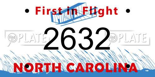 2632 North Carolina License Plate