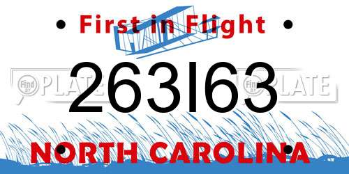 263I63 North Carolina License Plate