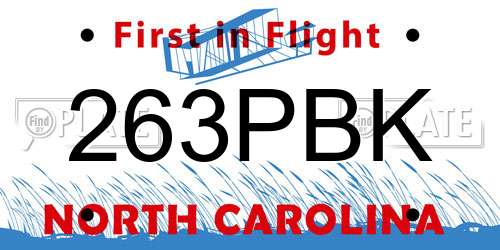 263PBK North Carolina License Plate