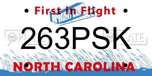 263PSK North Carolina License Plate