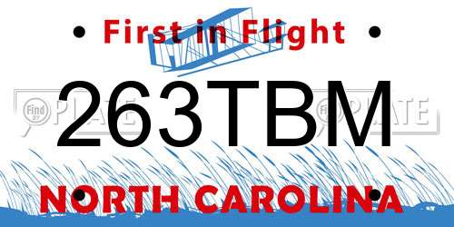 263TBM North Carolina License Plate