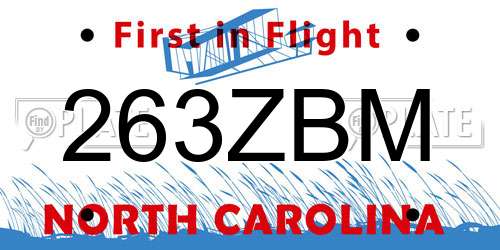 263ZBM North Carolina License Plate