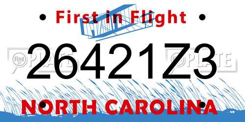 26421Z3 North Carolina License Plate