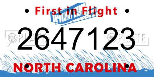 2647123 North Carolina License Plate