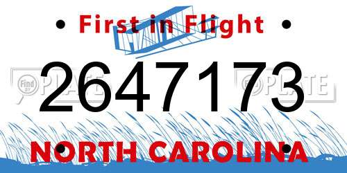2647173 North Carolina License Plate