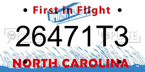 26471T3 North Carolina License Plate