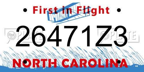 26471Z3 North Carolina License Plate
