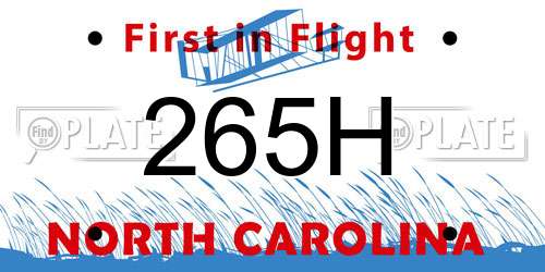 265H North Carolina License Plate
