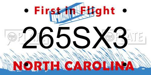 265SX3 North Carolina License Plate