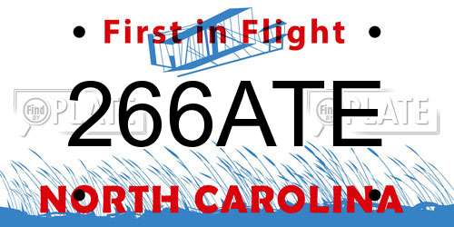 266ATE North Carolina License Plate