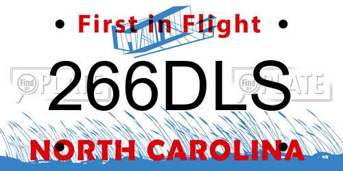 266DLS North Carolina License Plate