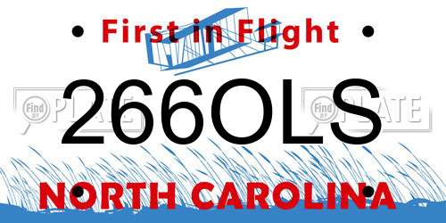 266OLS North Carolina License Plate