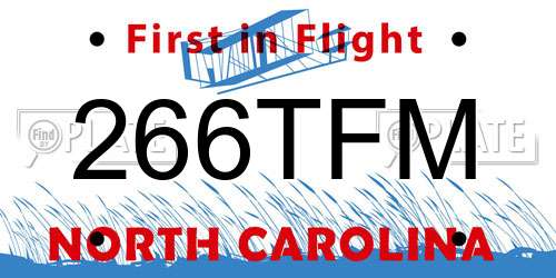 266TFM North Carolina License Plate