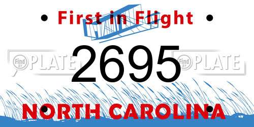 2695 North Carolina License Plate
