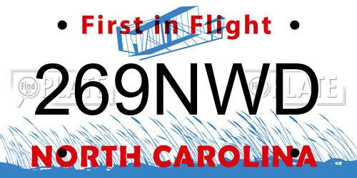 269NWD North Carolina License Plate