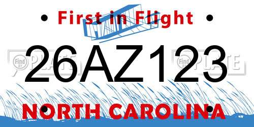 26AZ123 North Carolina License Plate