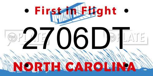 2706DT North Carolina License Plate